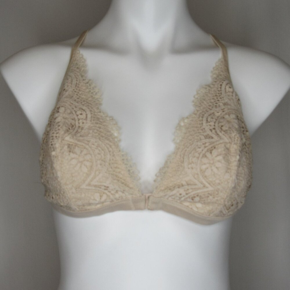 Victoria's Secret Body By Victoria Beige Lace Front Closure Bralette Women's XL